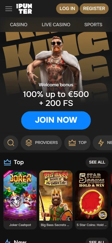 Mrpunter Casino mobile browser home with casino and sportsbook access